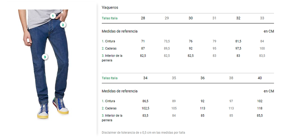 Tallas y equivalencias | Benetton Chile